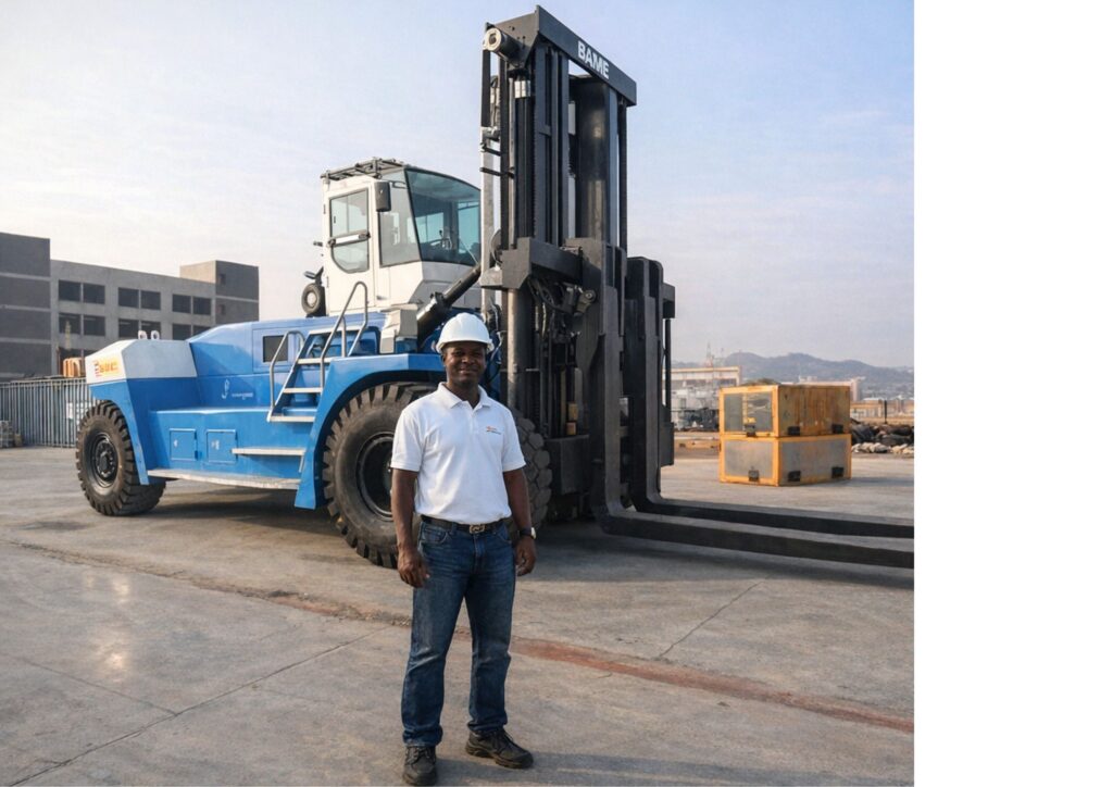Forklift rental in Lagos and Ogun with professional operator and heavy-duty industrial forklift